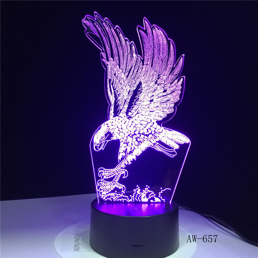 Eagle Lampe 3D Illusion Nightlight Colorful Hawk Touch Desk Light Bedside Lamp Acrylic Remote Light for Office Bedroom AW-657