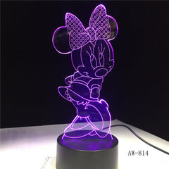 Mickey Minnie Mouse Cartoon 3D LED Night Light Novelty Table Desk Lamp Birthday Christmas Gift Child Kids Home Decor AW-814