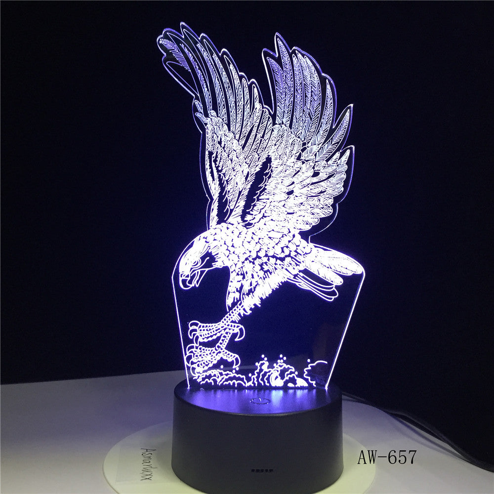 Eagle Lampe 3D Illusion Nightlight Colorful Hawk Touch Desk Light Bedside Lamp Acrylic Remote Light for Office Bedroom AW-657