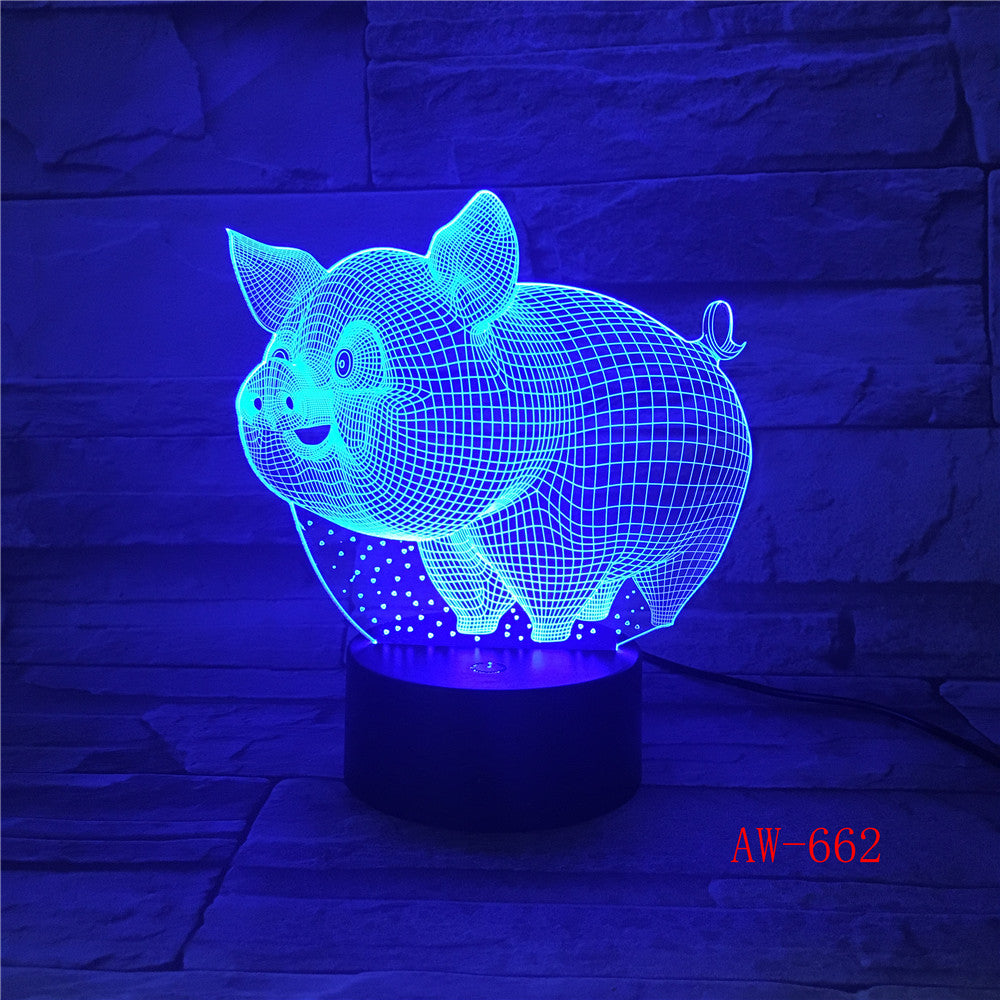 Pig 3D LED Night Light Remote Touch Control Colorful 5V USB Creative Acrylic Led Table Lamp Self Gifting Home Decor Gift AW-662