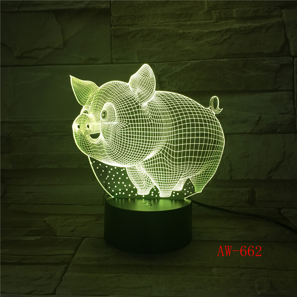 Pig 3D LED Night Light Remote Touch Control Colorful 5V USB Creative Acrylic Led Table Lamp Self Gifting Home Decor Gift AW-662