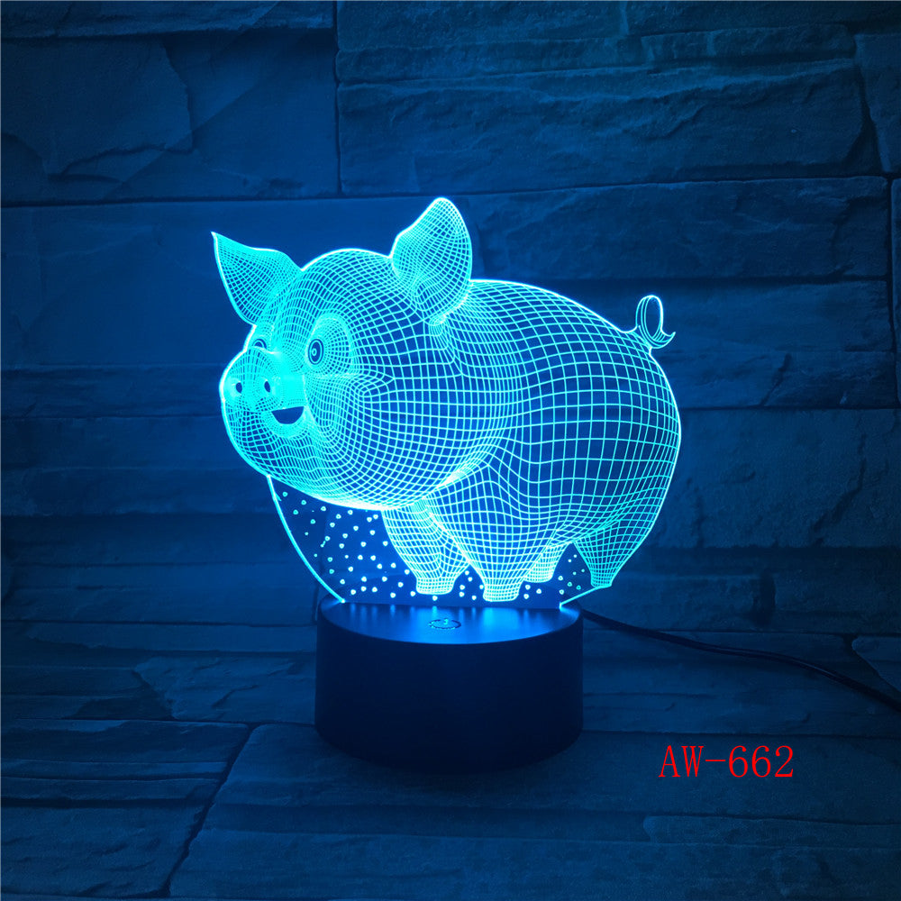 Pig 3D LED Night Light Remote Touch Control Colorful 5V USB Creative Acrylic Led Table Lamp Self Gifting Home Decor Gift AW-662