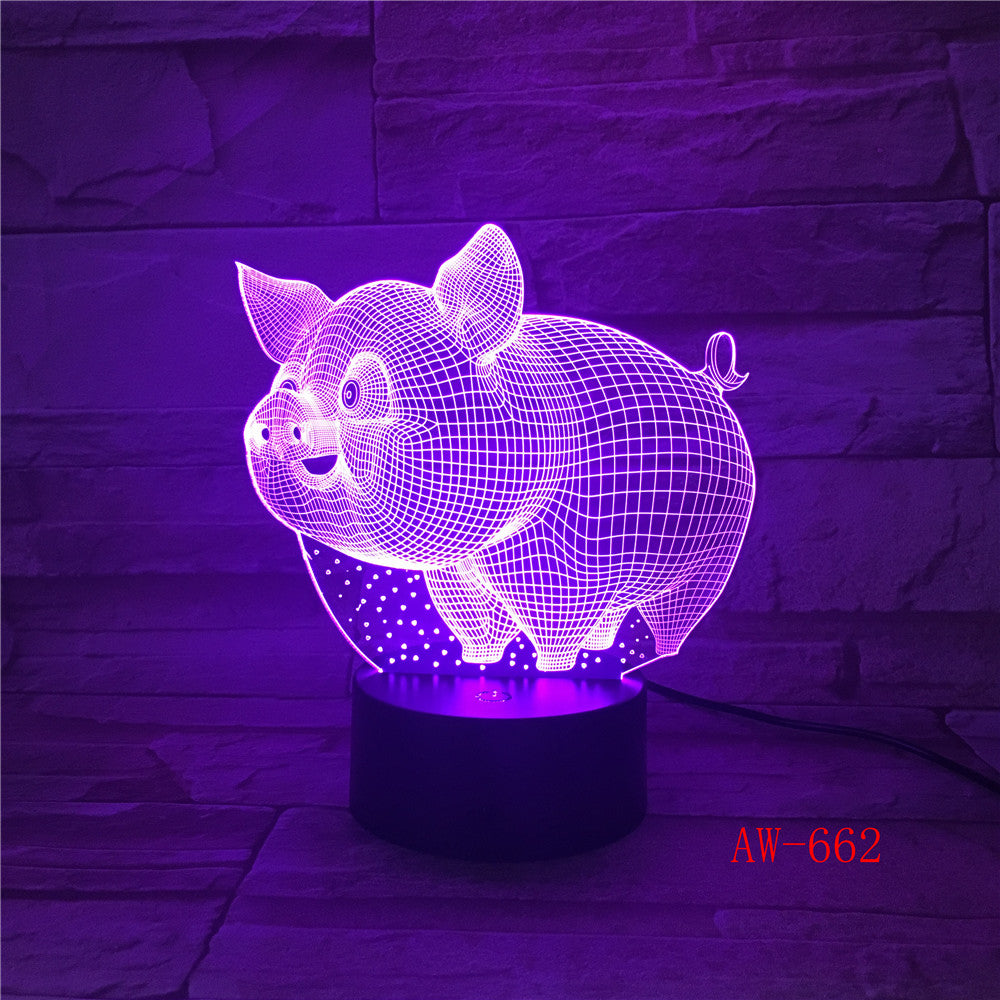 Pig 3D LED Night Light Remote Touch Control Colorful 5V USB Creative Acrylic Led Table Lamp Self Gifting Home Decor Gift AW-662