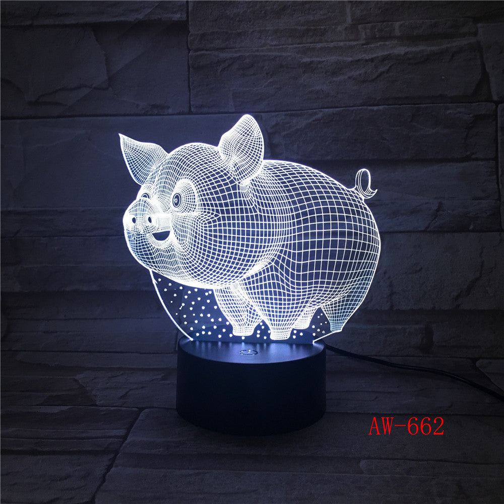 Pig 3D LED Night Light Remote Touch Control Colorful 5V USB Creative Acrylic Led Table Lamp Self Gifting Home Decor Gift AW-662