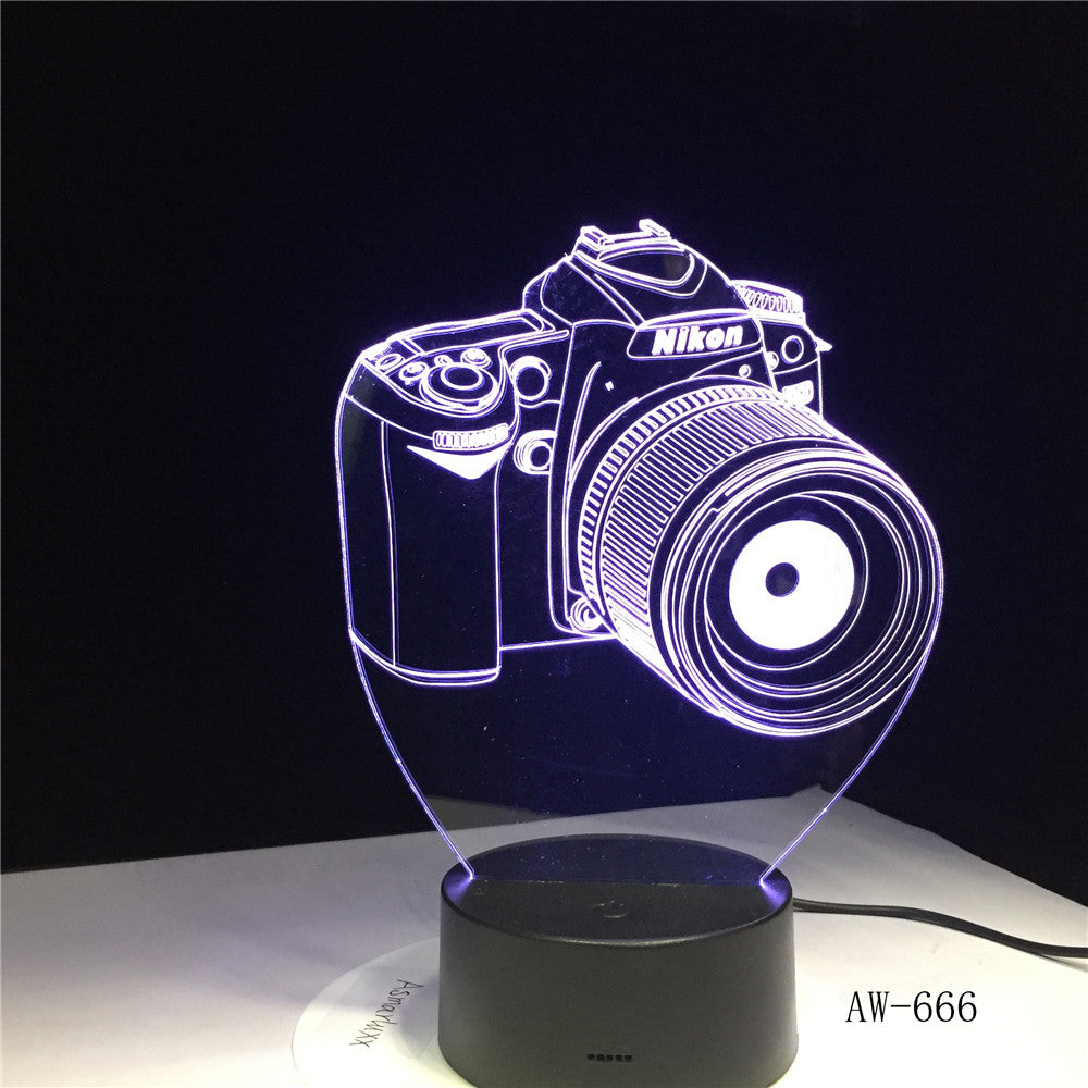 Nikon Camera 3D Led Night Light Led Acrylic Colorful lights Hologram Kids Table Lamp Atmosphere Led Light Lamp Cute Light AW-666