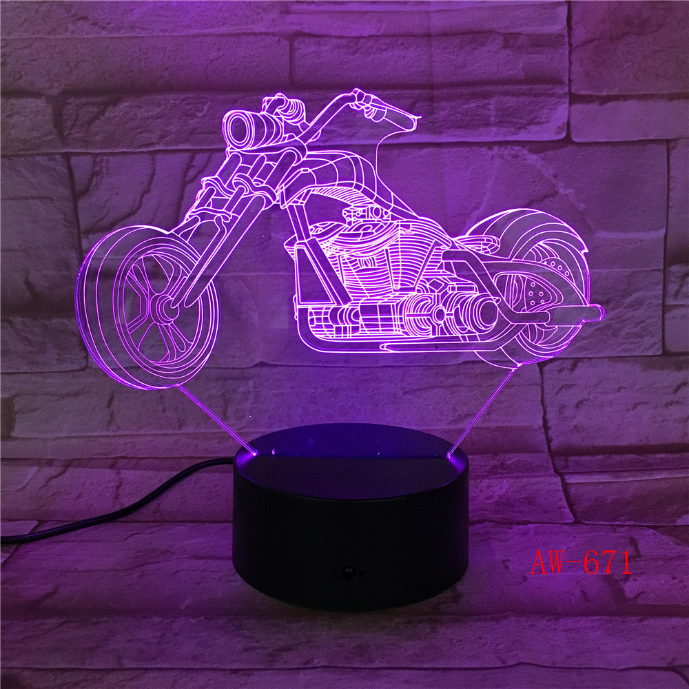 New Motor Shape Table lamp Touch Nightlight 7 Colors Changing Motorcycles Sleeping Lamparas Light Acrylic USB 3D LED Lamp AW-671