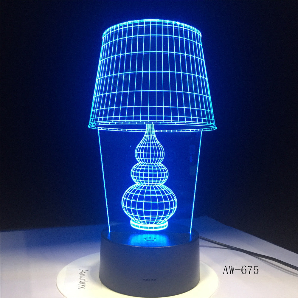 USB LED Night Light Lotus Flower 3D 7color holiday Desk Lamp Switch Lantern Touch laser para Christmas Gift Decoration AW-675