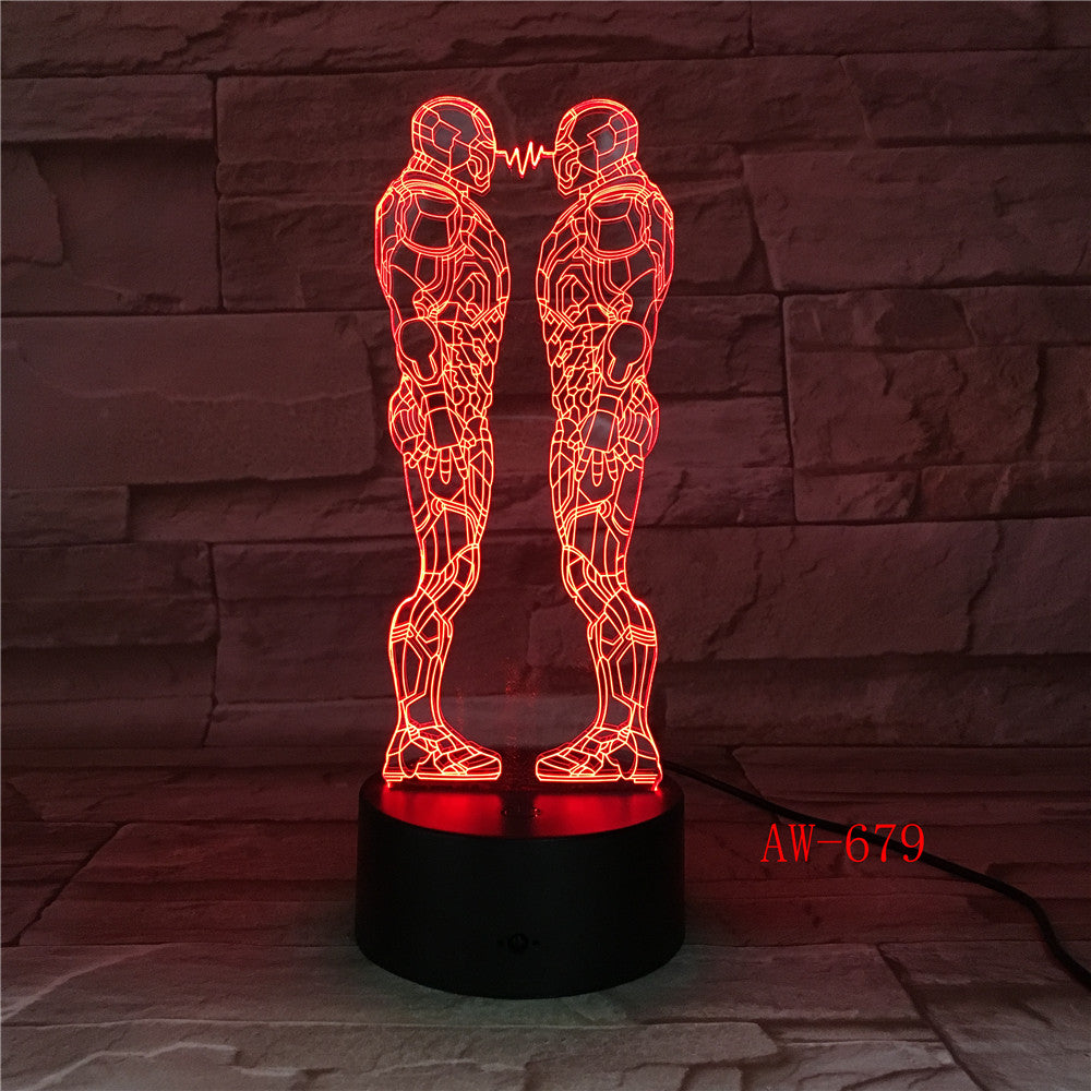 Ironman Action Figure 3D Led Night Light Iron Man Two Colorful USB LED Table Lamp Acrylic Lighting Decoration Dropship AW-679