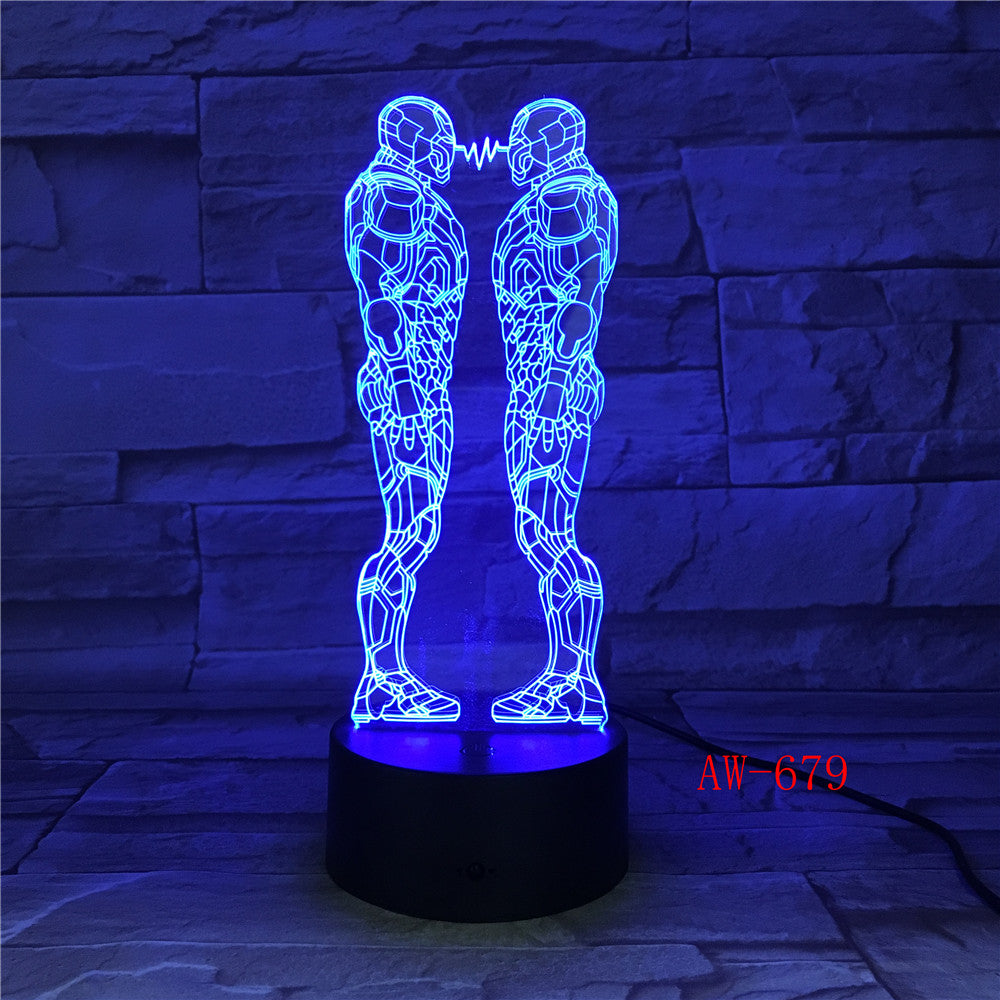 Ironman Action Figure 3D Led Night Light Iron Man Two Colorful USB LED Table Lamp Acrylic Lighting Decoration Dropship AW-679
