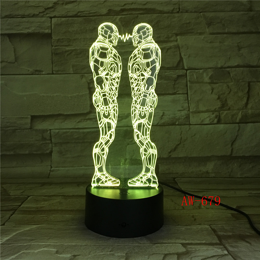 Ironman Action Figure 3D Led Night Light Iron Man Two Colorful USB LED Table Lamp Acrylic Lighting Decoration Dropship AW-679