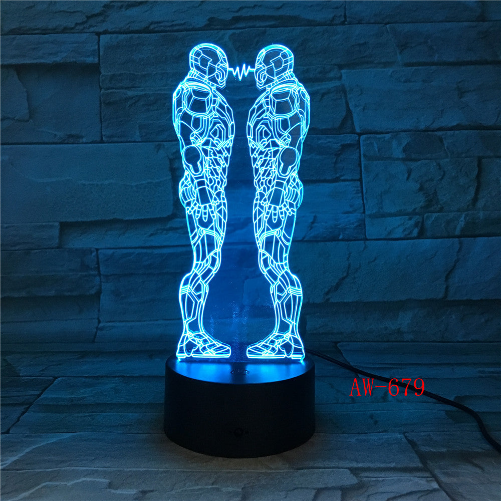 Ironman Action Figure 3D Led Night Light Iron Man Two Colorful USB LED Table Lamp Acrylic Lighting Decoration Dropship AW-679