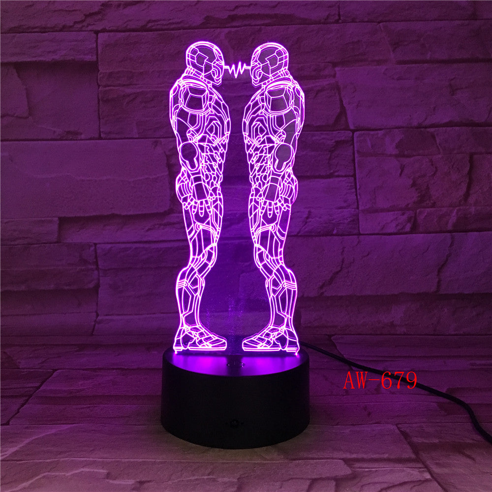 Ironman Action Figure 3D Led Night Light Iron Man Two Colorful USB LED Table Lamp Acrylic Lighting Decoration Dropship AW-679