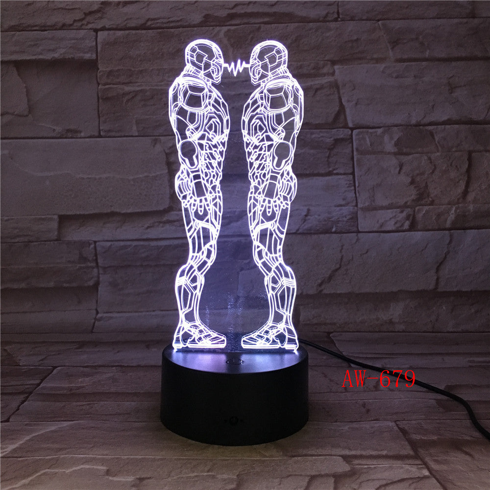 Ironman Action Figure 3D Led Night Light Iron Man Two Colorful USB LED Table Lamp Acrylic Lighting Decoration Dropship AW-679
