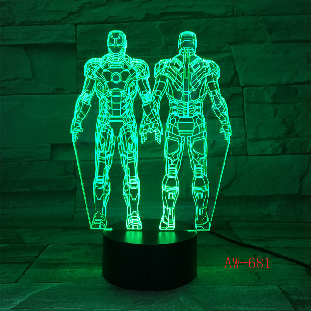 Ironman Action Figure 3D Led Night Light Super Hero Table Lamp Color Changing USB LED Acrylic Nightlight Decoration AW-681