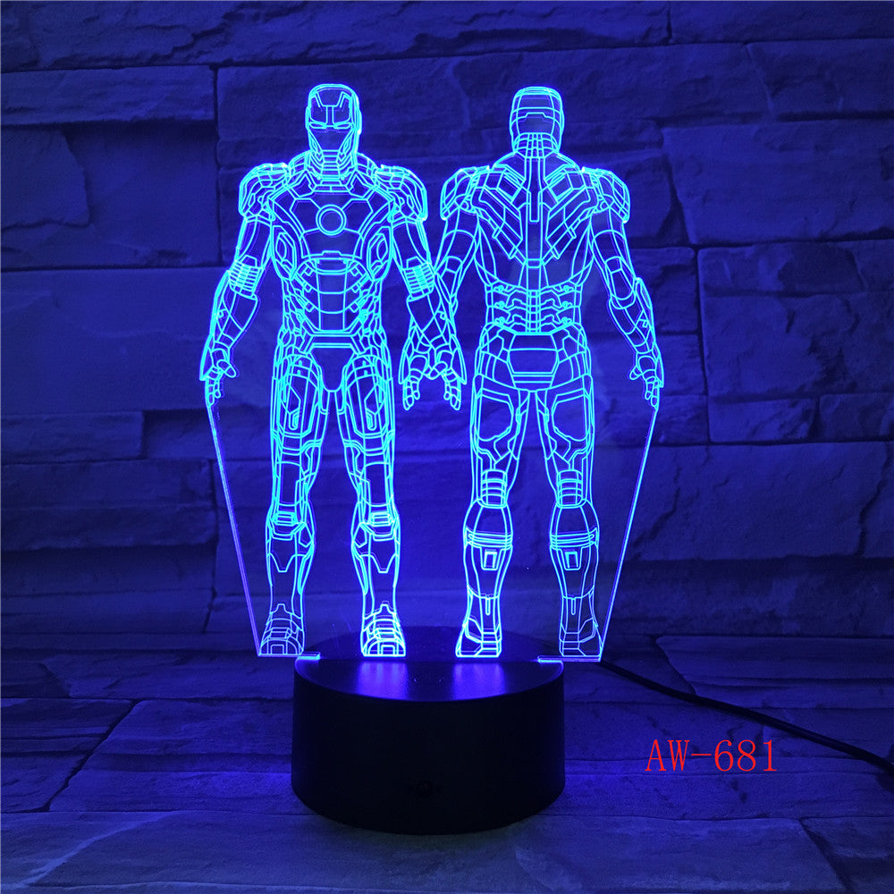 Ironman Action Figure 3D Led Night Light Super Hero Table Lamp Color Changing USB LED Acrylic Nightlight Decoration AW-681