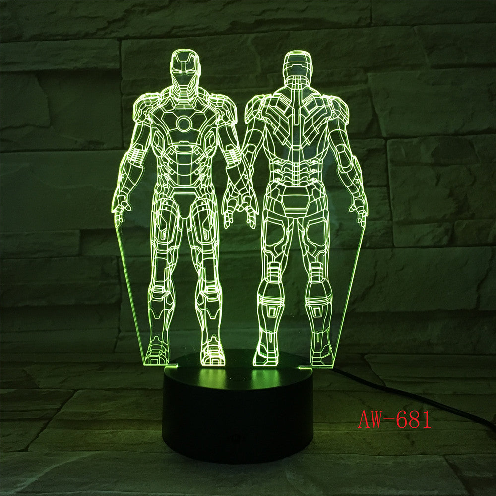 Ironman Action Figure 3D Led Night Light Super Hero Table Lamp Color Changing USB LED Acrylic Nightlight Decoration AW-681
