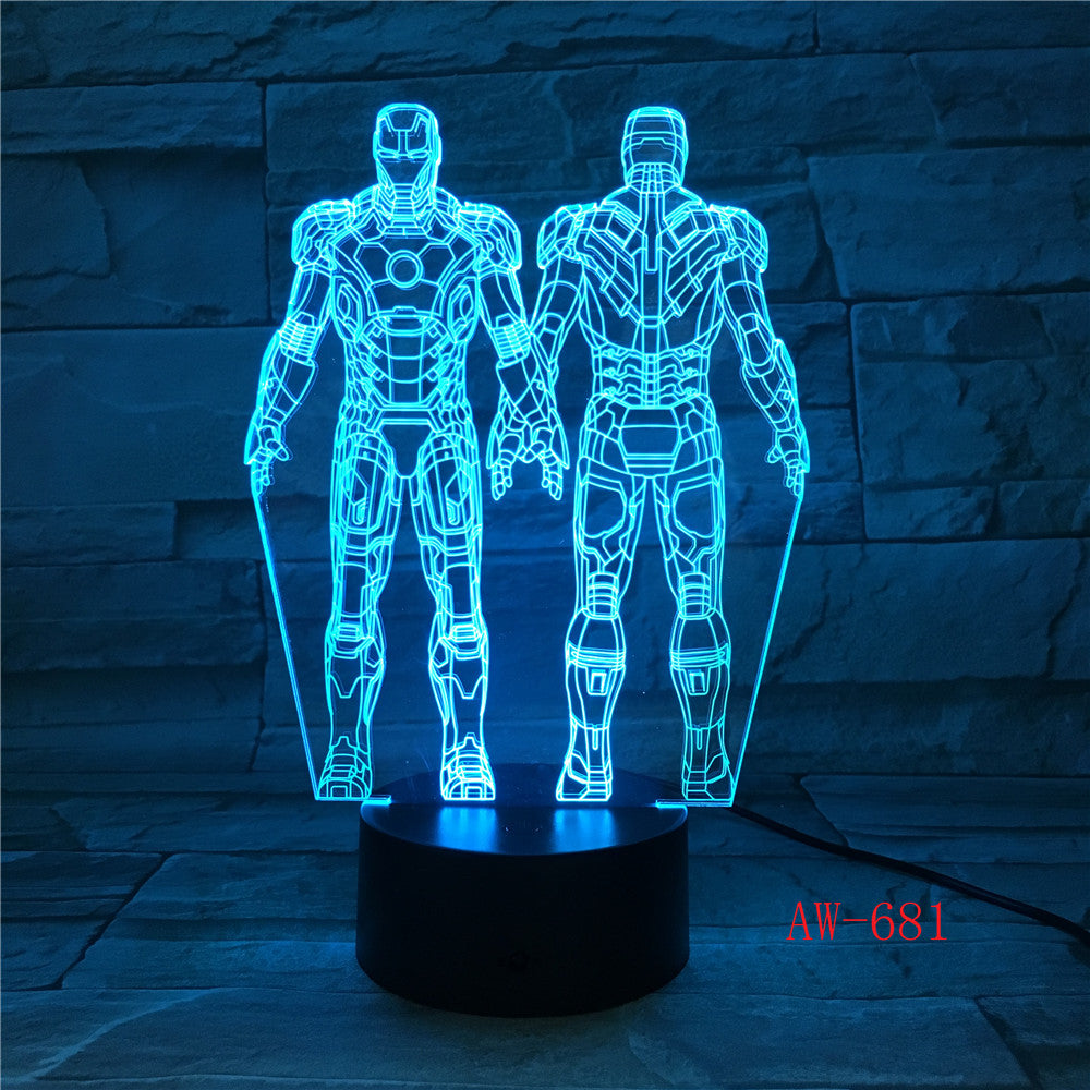 Ironman Action Figure 3D Led Night Light Super Hero Table Lamp Color Changing USB LED Acrylic Nightlight Decoration AW-681