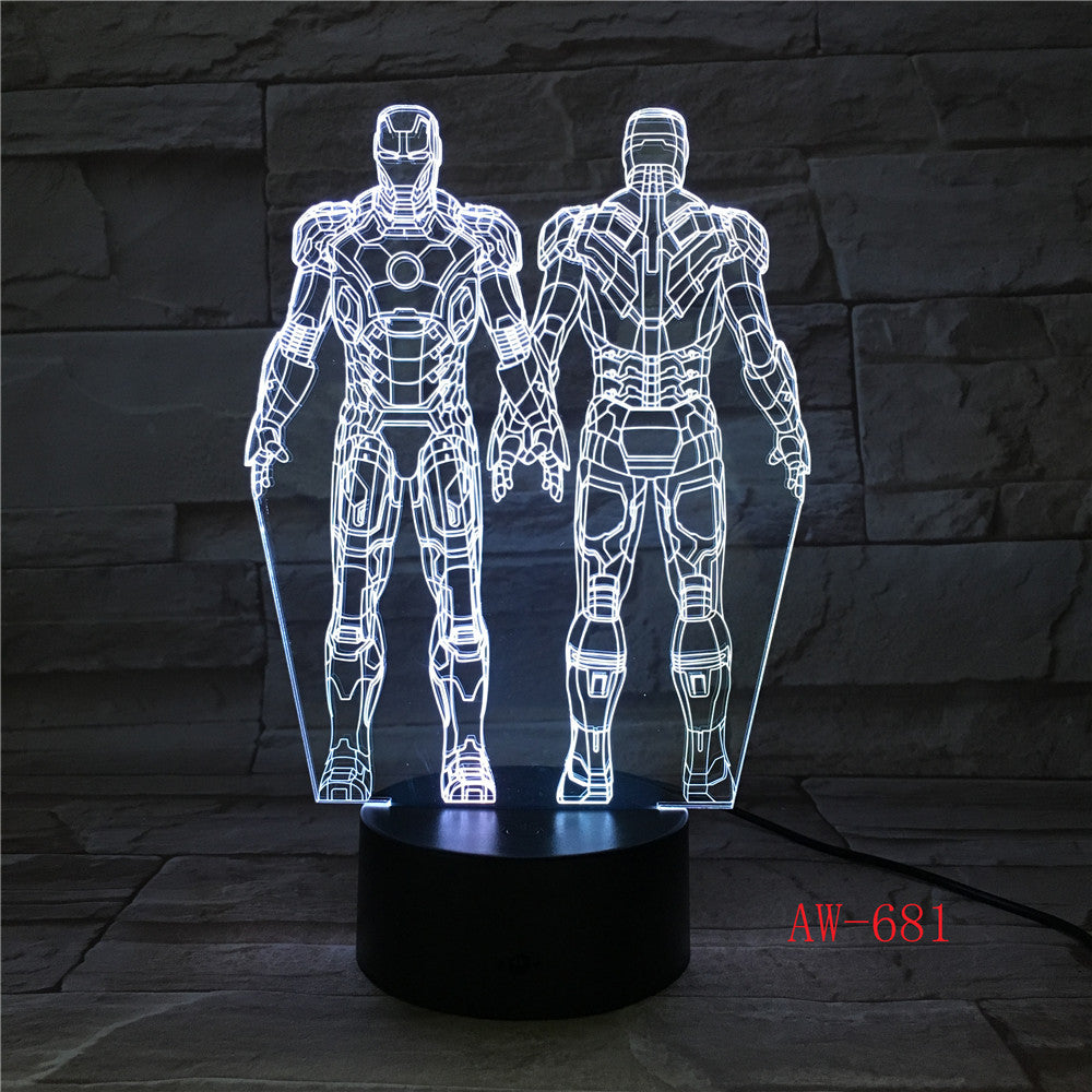 Ironman Action Figure 3D Led Night Light Super Hero Table Lamp Color Changing USB LED Acrylic Nightlight Decoration AW-681