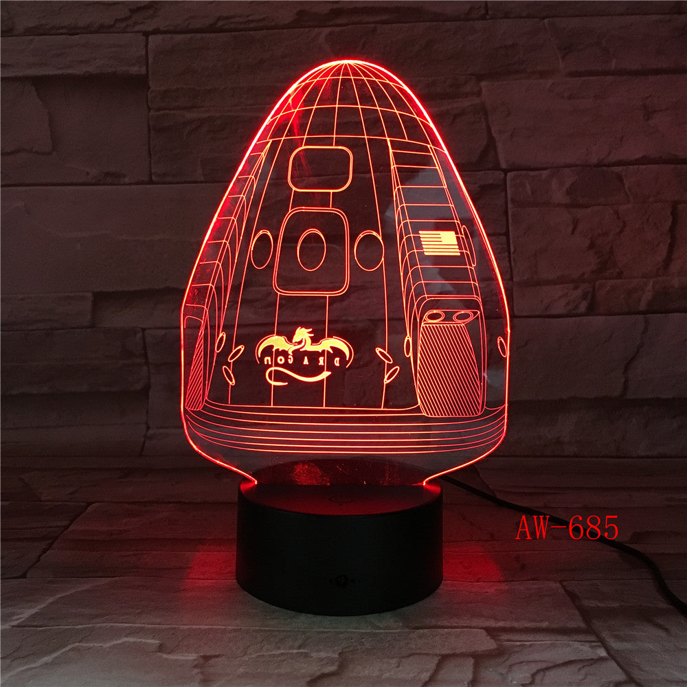 Dragon Space Capsule 7 Color Lamp 3d Visual Led Night Lights For Kid Touch Usb Table Lampara Lampe Sleeping Nightlight AW-685