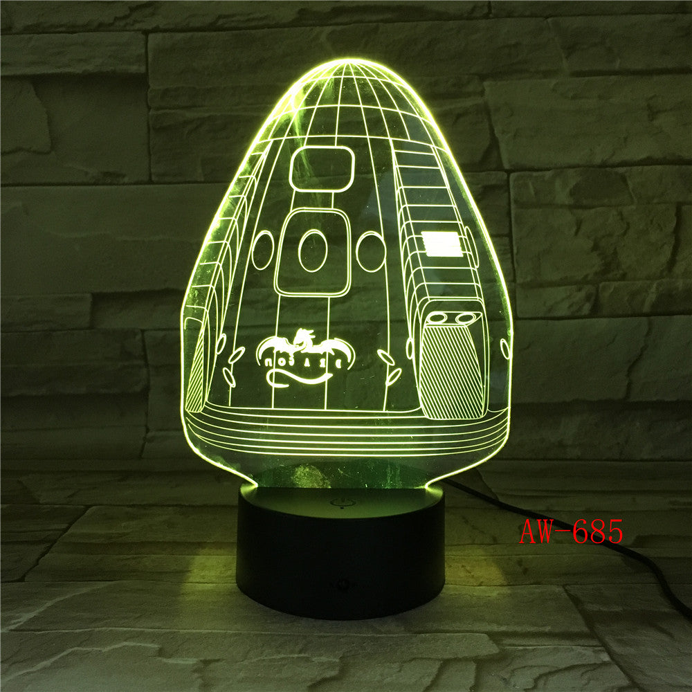 Dragon Space Capsule 7 Color Lamp 3d Visual Led Night Lights For Kid Touch Usb Table Lampara Lampe Sleeping Nightlight AW-685