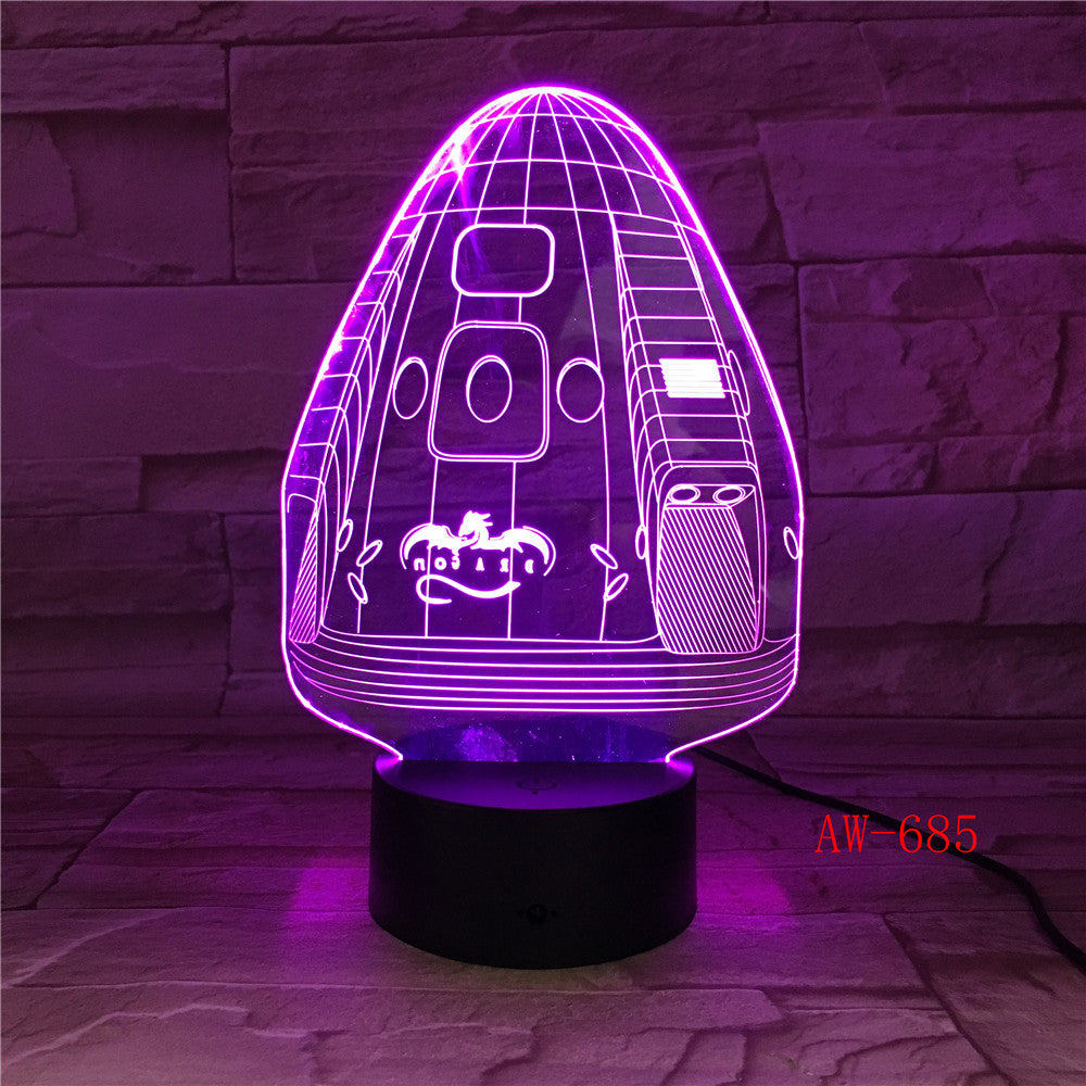 Dragon Space Capsule 7 Color Lamp 3d Visual Led Night Lights For Kid Touch Usb Table Lampara Lampe Sleeping Nightlight AW-685