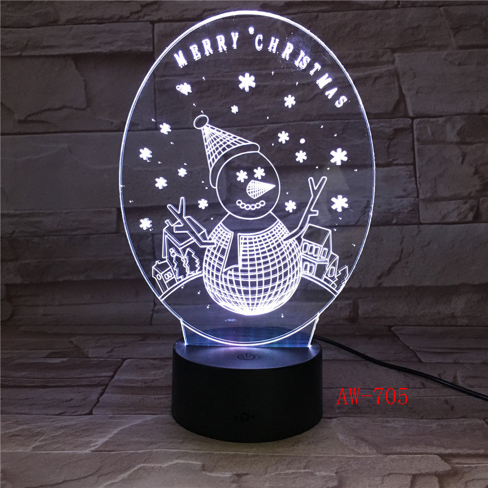USB Night Light 3D Visual illusion lamp Children New Year Gifts Table Light Skull Guitar Snowman Color Change LED lights AW-705