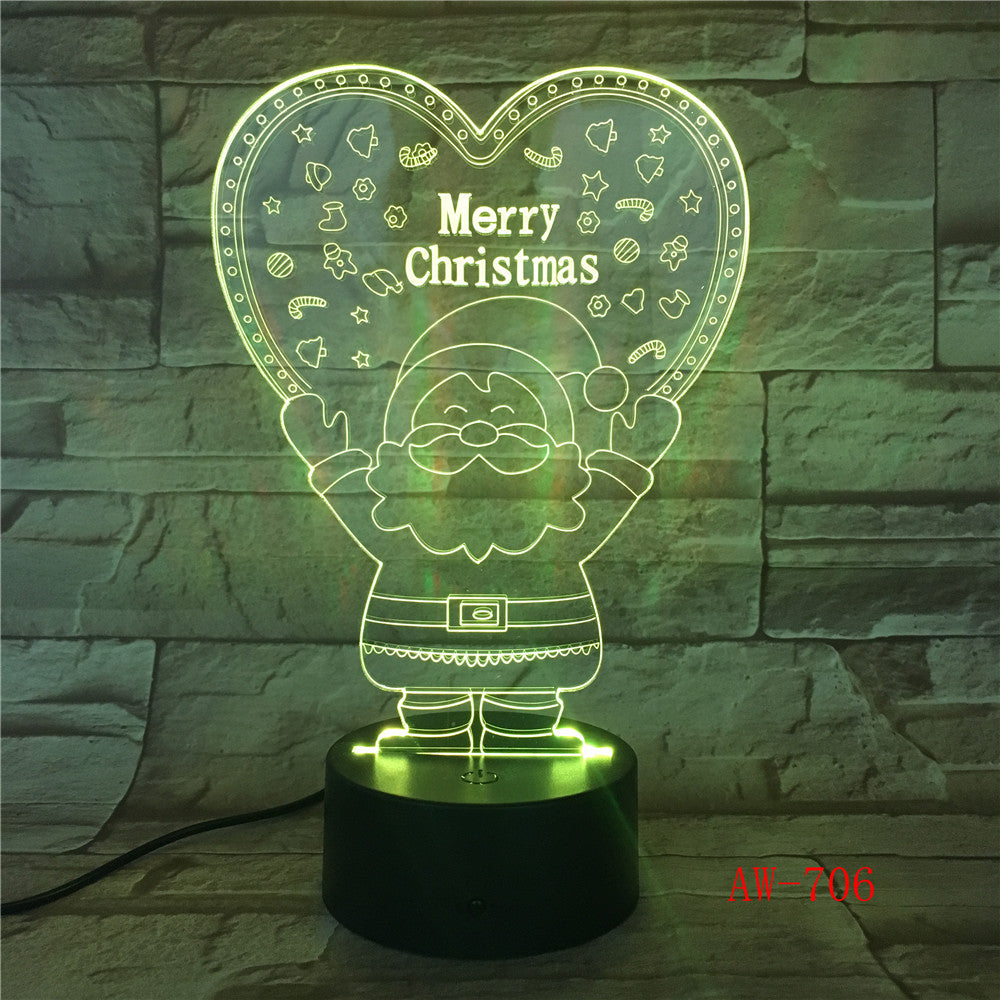 Xmas Series Christmas Decorations Home Party 3D Lamp LED Night Light Luminaria Santa Claus Tree Snowman Christmas Gifts AW-706