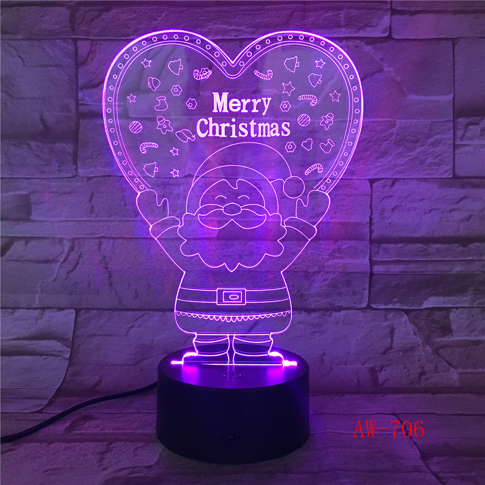 Xmas Series Christmas Decorations Home Party 3D Lamp LED Night Light Luminaria Santa Claus Tree Snowman Christmas Gifts AW-706
