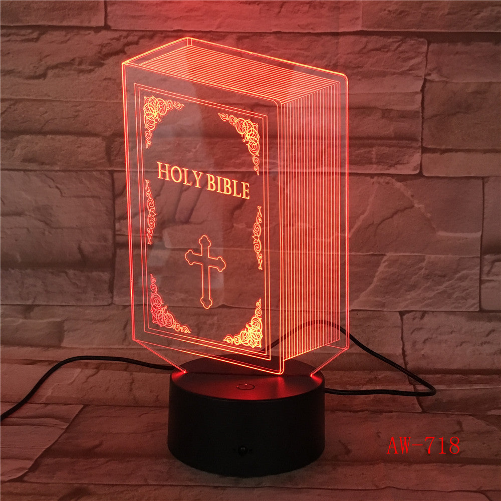 The Bible Model 3D Bulbing Light Visual Illusion LED Atmosphere Lamp Colorful Night Lights Touch USB Table Lampara Lamp AW-718