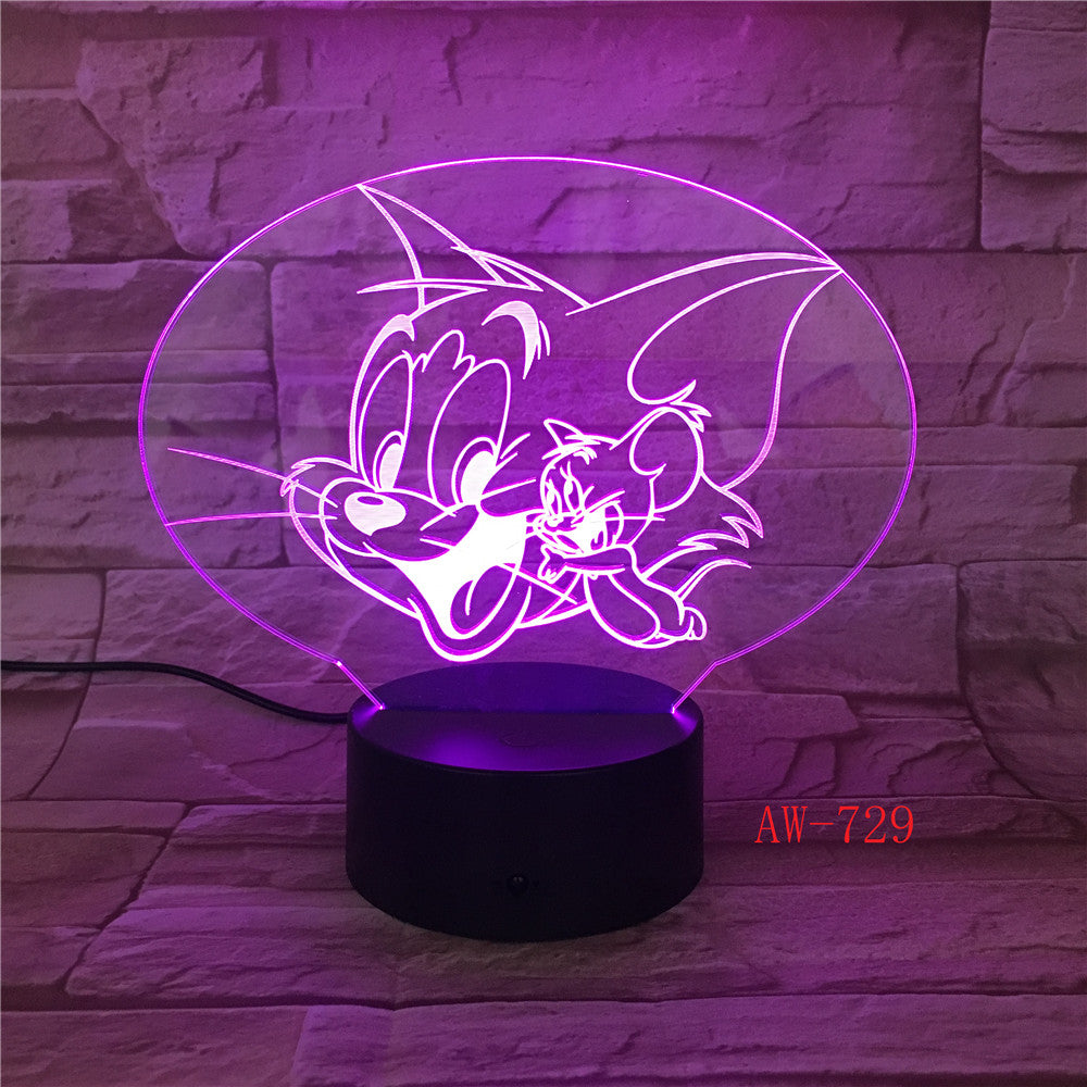 Cartoon Tom and Jerry Led Night Light Bedroom Decoration Atmosphere Touch Sensor Kids Child Gift Cat Mouse 3d Night Lamp AW-729
