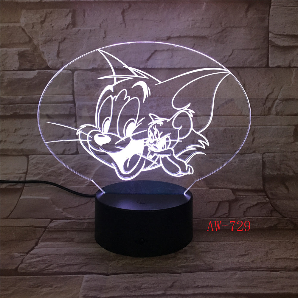Cartoon Tom and Jerry Led Night Light Bedroom Decoration Atmosphere Touch Sensor Kids Child Gift Cat Mouse 3d Night Lamp AW-729