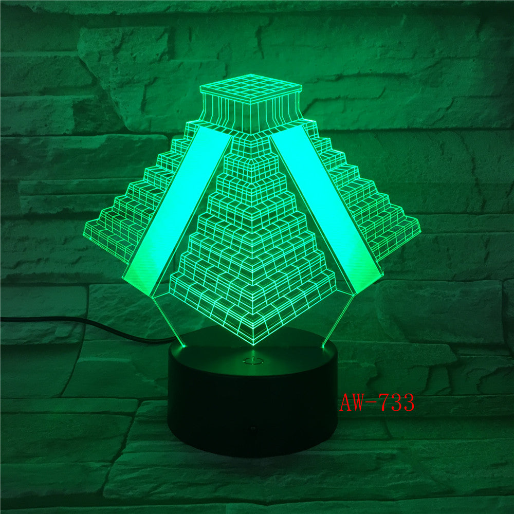 Pyramid in Mexico Light 7 Colors Changing Lamp USB Bedside Table Night Light Bedroom Decor Gifts 3D Light LED Night light AW-733