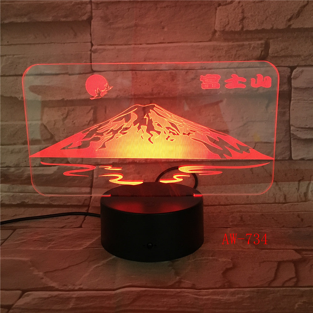 Japan's Mount Fuji Shape 3D Lamp Sun Colorful LED 3D Night Light Snow Mountain Desk Table Lamp USB Decorative Lamp AW-734