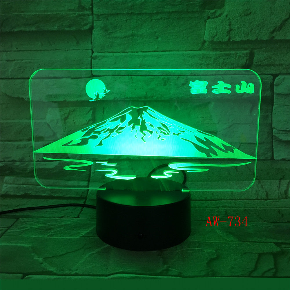 Japan's Mount Fuji Shape 3D Lamp Sun Colorful LED 3D Night Light Snow Mountain Desk Table Lamp USB Decorative Lamp AW-734