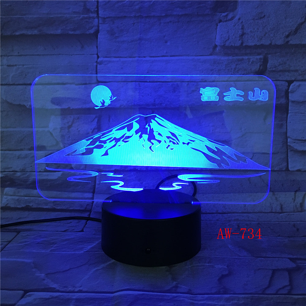Japan's Mount Fuji Shape 3D Lamp Sun Colorful LED 3D Night Light Snow Mountain Desk Table Lamp USB Decorative Lamp AW-734