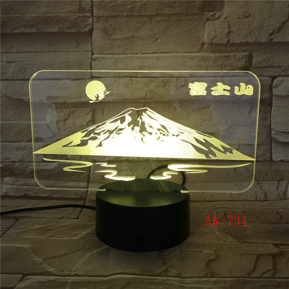 Japan's Mount Fuji Shape 3D Lamp Sun Colorful LED 3D Night Light Snow Mountain Desk Table Lamp USB Decorative Lamp AW-734