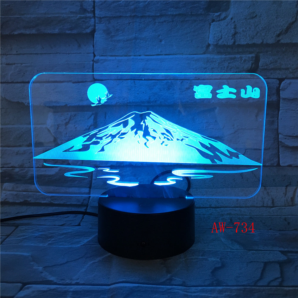 Japan's Mount Fuji Shape 3D Lamp Sun Colorful LED 3D Night Light Snow Mountain Desk Table Lamp USB Decorative Lamp AW-734