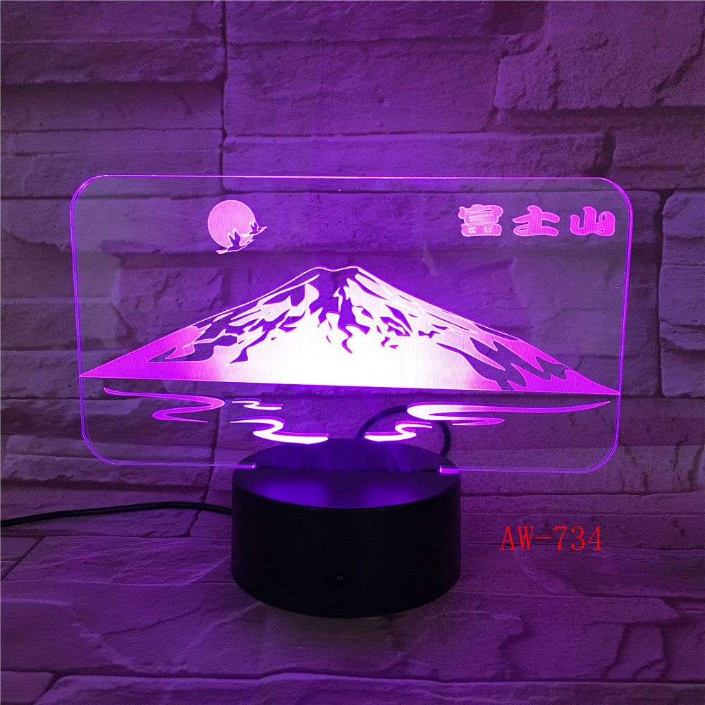 Japan's Mount Fuji Shape 3D Lamp Sun Colorful LED 3D Night Light Snow Mountain Desk Table Lamp USB Decorative Lamp AW-734