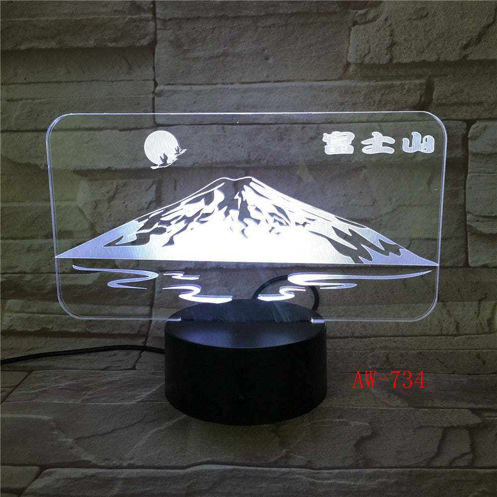 Japan's Mount Fuji Shape 3D Lamp Sun Colorful LED 3D Night Light Snow Mountain Desk Table Lamp USB Decorative Lamp AW-734