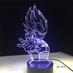 Dragon Ball Super Saiyan God Goku Action Figures 3D Illusion Table Lamp 7 Color Changing Night Light Boy Child Kids Gifts AW-813