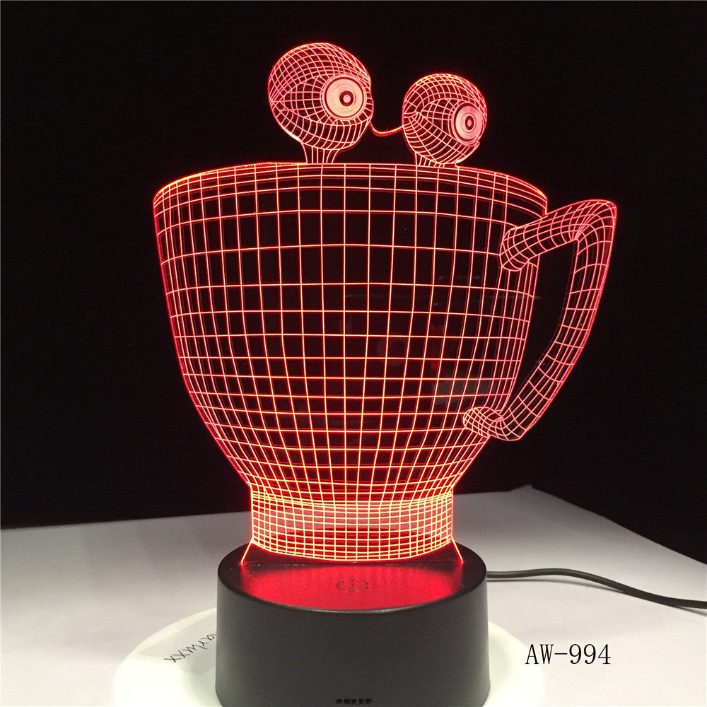 Cartoon Cup Bottle Colorful Touch Led Night Light 3d Illusion USB Table Lamp for Children Baby Kids Gift Bedside Bedroom AW-994
