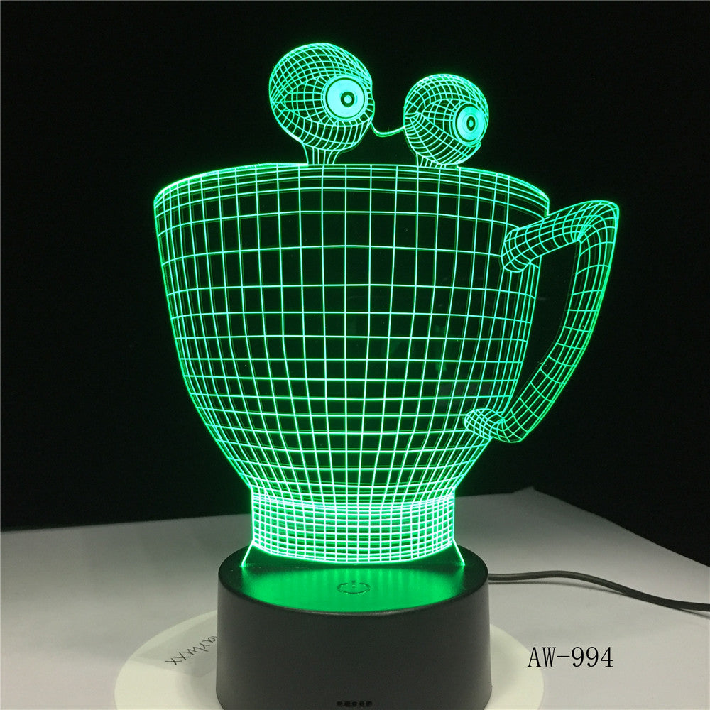 Cartoon Cup Bottle Colorful Touch Led Night Light 3d Illusion USB Table Lamp for Children Baby Kids Gift Bedside Bedroom AW-994
