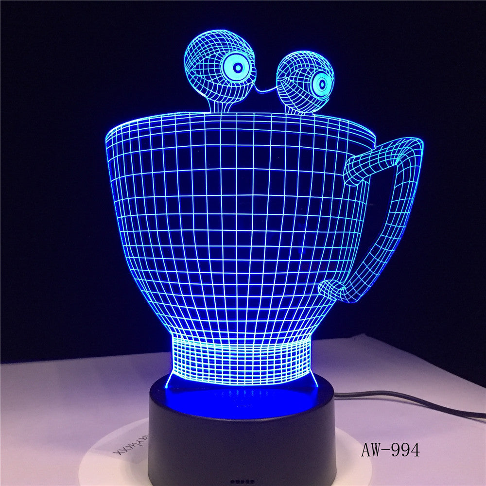 Cartoon Cup Bottle Colorful Touch Led Night Light 3d Illusion USB Table Lamp for Children Baby Kids Gift Bedside Bedroom AW-994