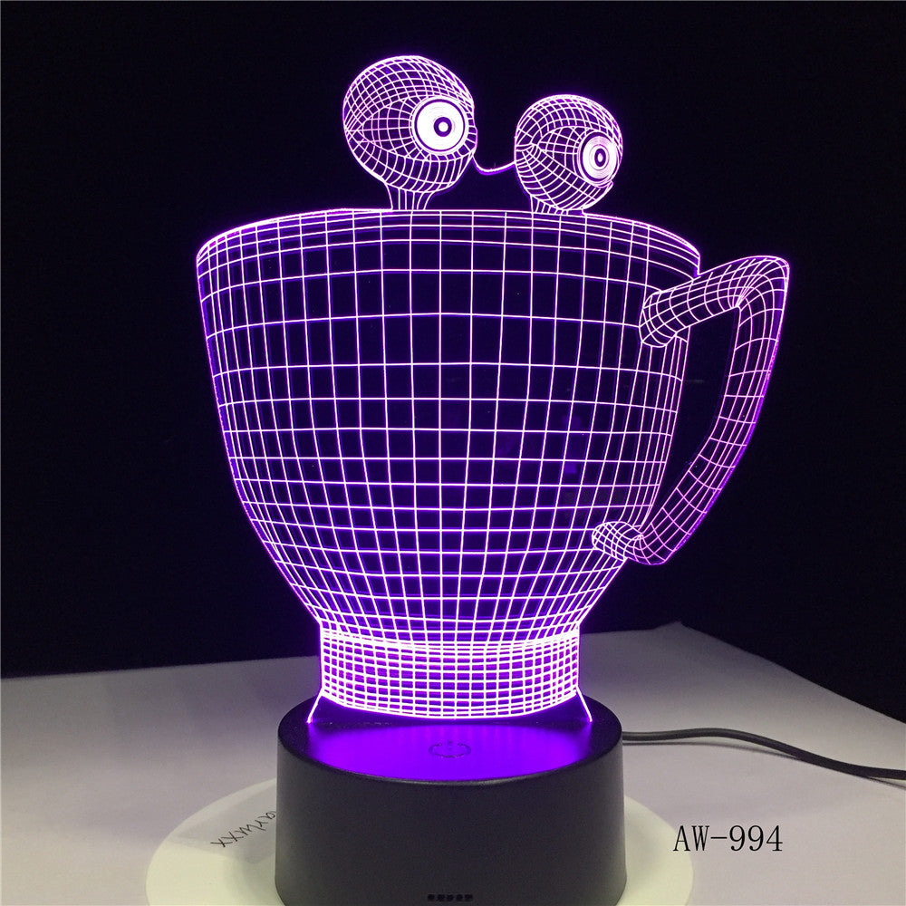 Cartoon Cup Bottle Colorful Touch Led Night Light 3d Illusion USB Table Lamp for Children Baby Kids Gift Bedside Bedroom AW-994