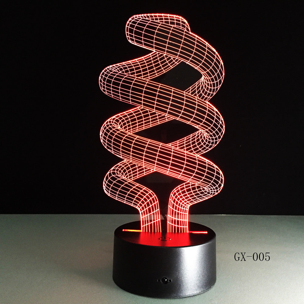 DNA 3D Desk Lamp LED Visual Abstract Digital Modeling Atmosphere Decor Holiday Gift Touch Switch 7 Color Night Light GX-005