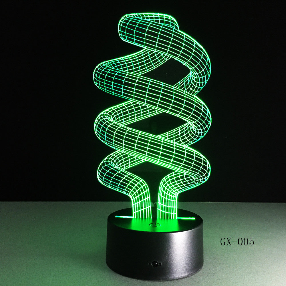 DNA 3D Desk Lamp LED Visual Abstract Digital Modeling Atmosphere Decor Holiday Gift Touch Switch 7 Color Night Light GX-005