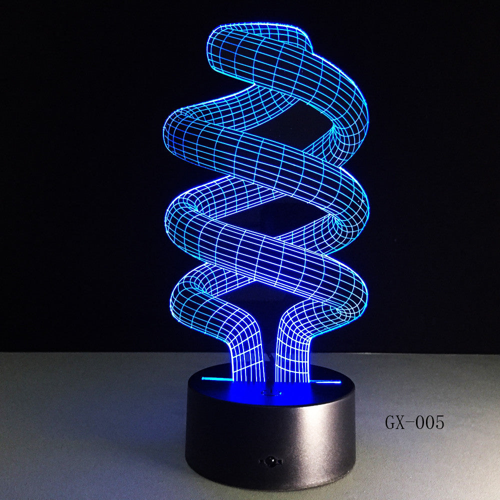 DNA 3D Desk Lamp LED Visual Abstract Digital Modeling Atmosphere Decor Holiday Gift Touch Switch 7 Color Night Light GX-005