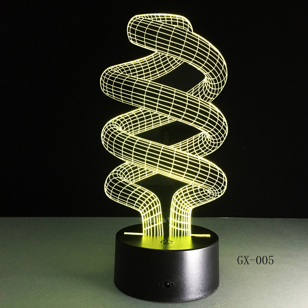 DNA 3D Desk Lamp LED Visual Abstract Digital Modeling Atmosphere Decor Holiday Gift Touch Switch 7 Color Night Light GX-005
