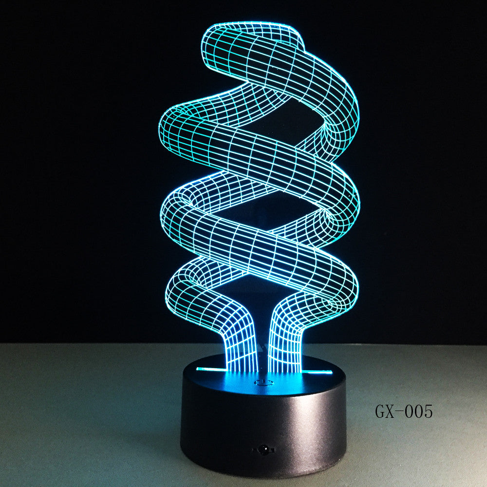 DNA 3D Desk Lamp LED Visual Abstract Digital Modeling Atmosphere Decor Holiday Gift Touch Switch 7 Color Night Light GX-005