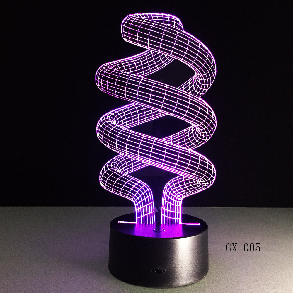 DNA 3D Desk Lamp LED Visual Abstract Digital Modeling Atmosphere Decor Holiday Gift Touch Switch 7 Color Night Light GX-005